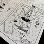 Interior page from the hand-drawn comic book "Πίσω απ' τον Πάγκο" by Sketch Stories.