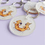 Acrylic keychain with the hand-drawn "Cat-ch Me If You Can" design by Sketch Stories.