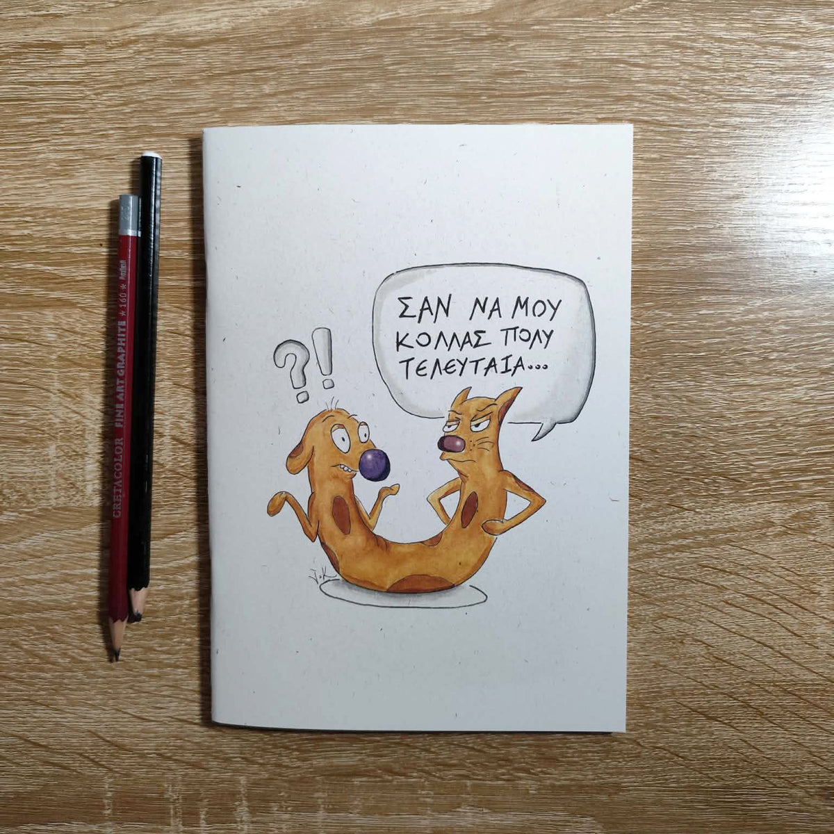 Cat-ch Me If You Can illustrated notebook displayed on a creative workspace.