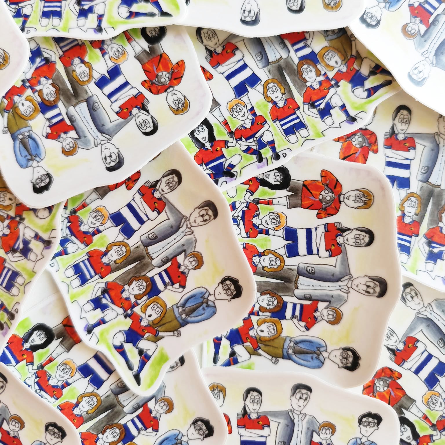 Cebollitas illustrated vinyl stickers displayed together.