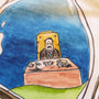 Close-up of the Childhood Memories T-Shirt design featuring the lower part of the hand-drawn hourglass illustration.