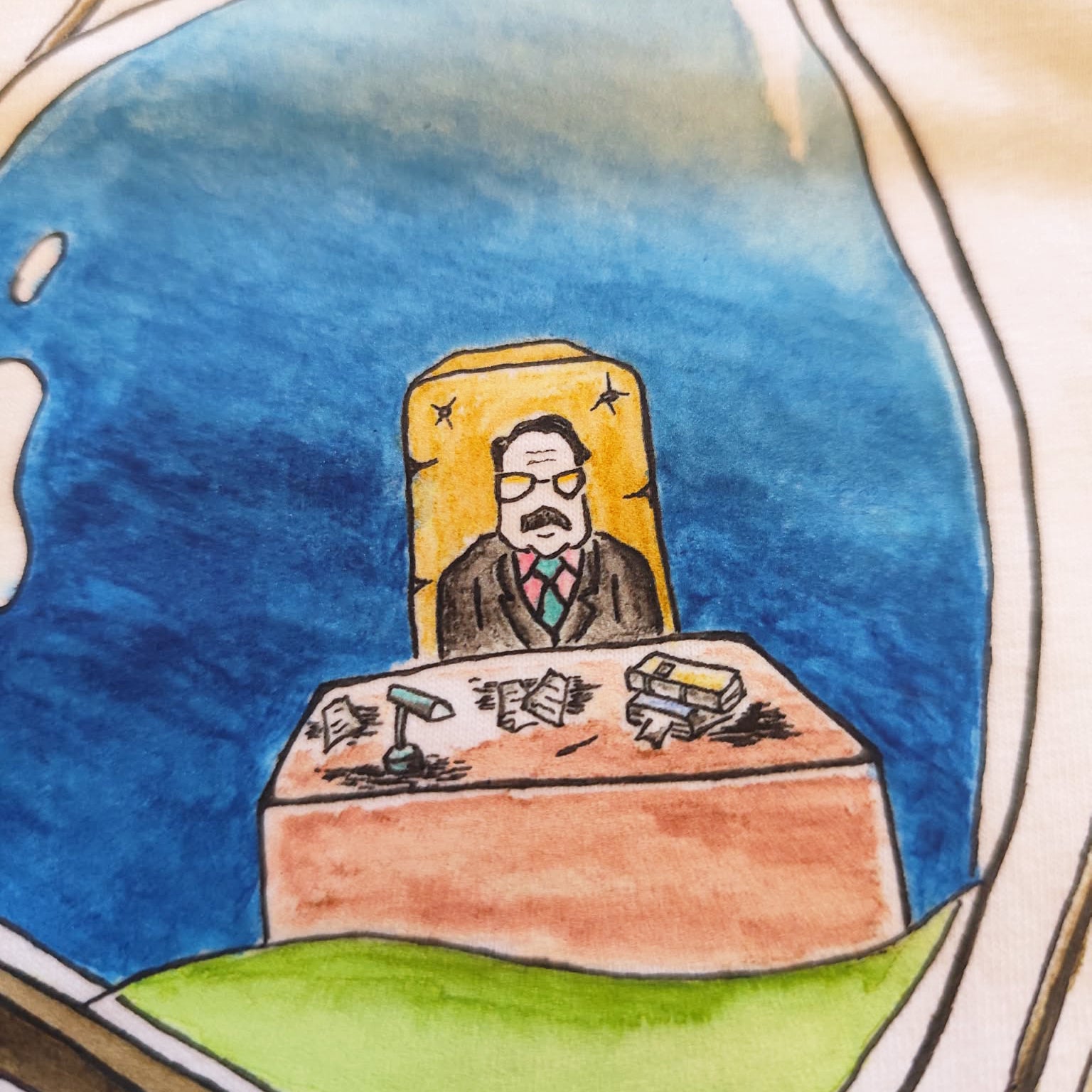 Close-up of the Childhood Memories T-Shirt design featuring the lower part of the hand-drawn hourglass illustration.