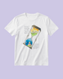 White unisex t-shirt with the hand-drawn "Childhood Memories" design by Sketch Stories.