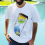Person wearing the Childhood Memories unisex T-shirt outdoors by Sketch Stories
