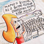Close-up of the hand-drawn "Ikarian Dance" illustration printed on a white unisex t-shirt.
