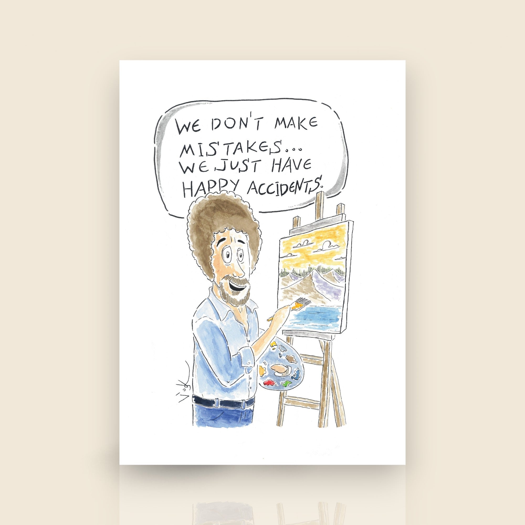Joy of painting art print featuring a nostalgic watercolor illustration by Sketch Stories