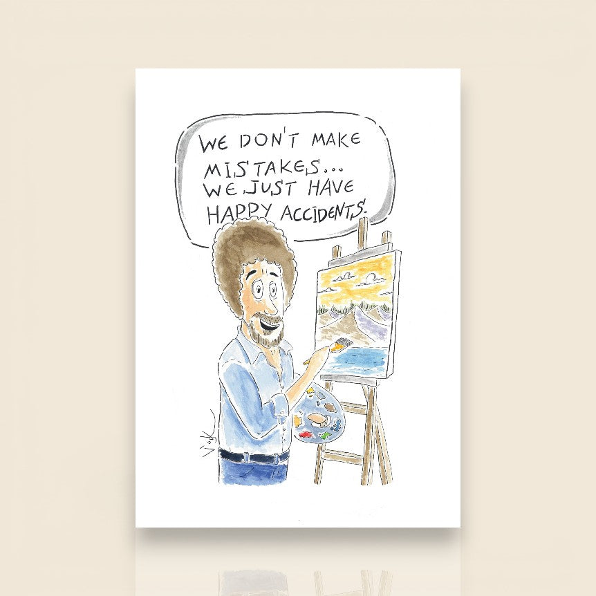 Joy of Painting art print featuring a nostalgic hand-drawn illustration inspired by football memories