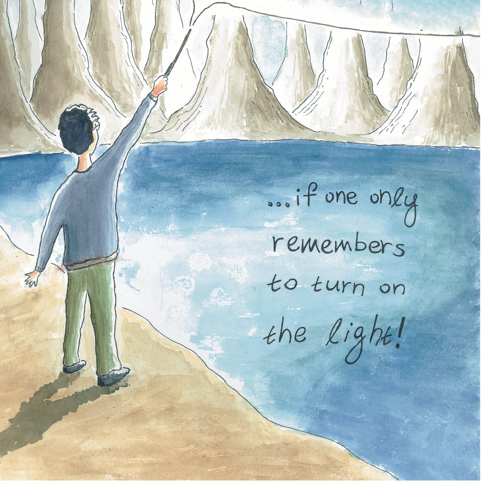Close-up view of Light In The Darkness art print showing watercolor textures and painted details