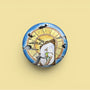 Never Grow Up illustrated pin button by Sketch Stories.