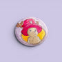 Reindeer Companion illustrated pin button by Sketch Stories.