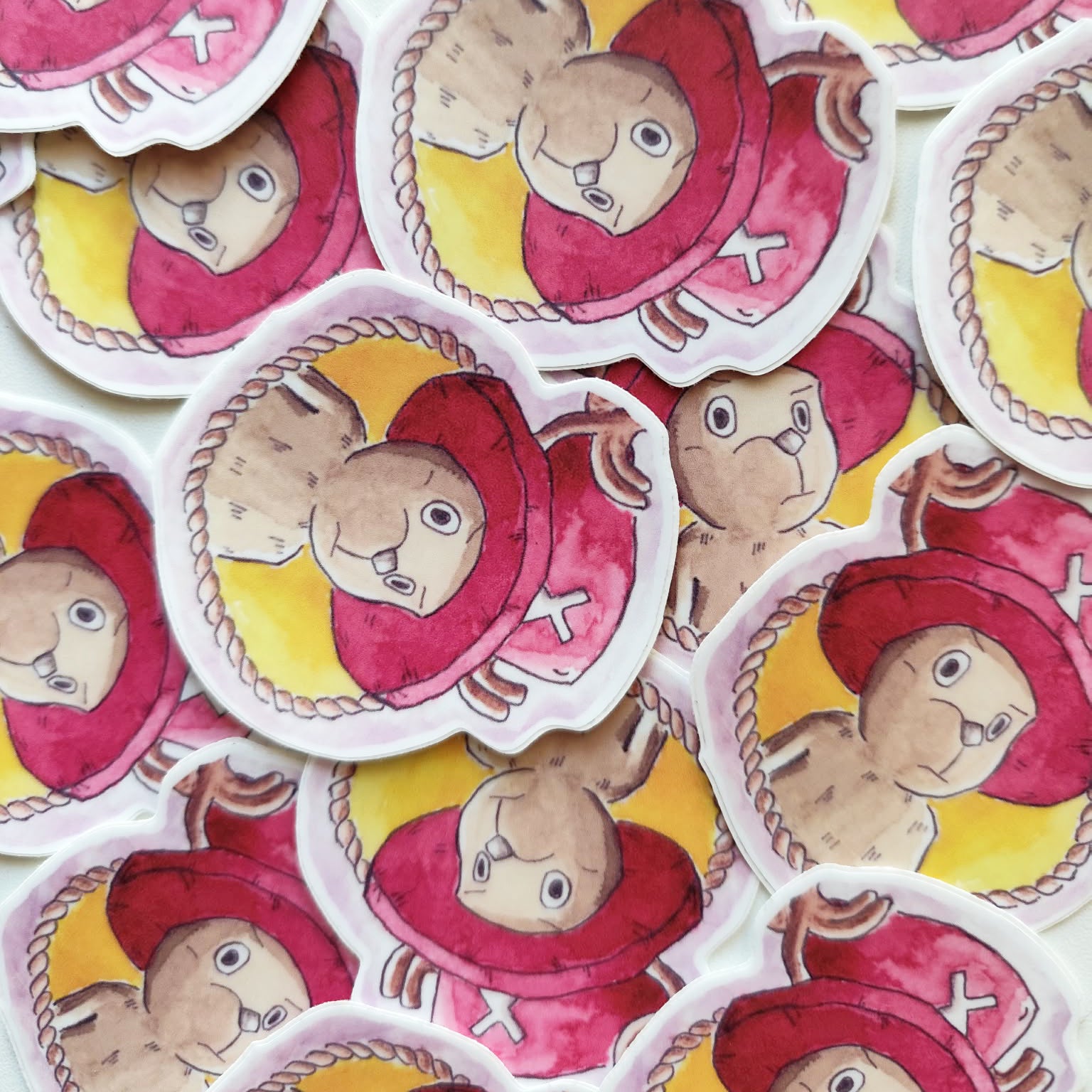 Reindeer Companion illustrated vinyl stickers displayed together.