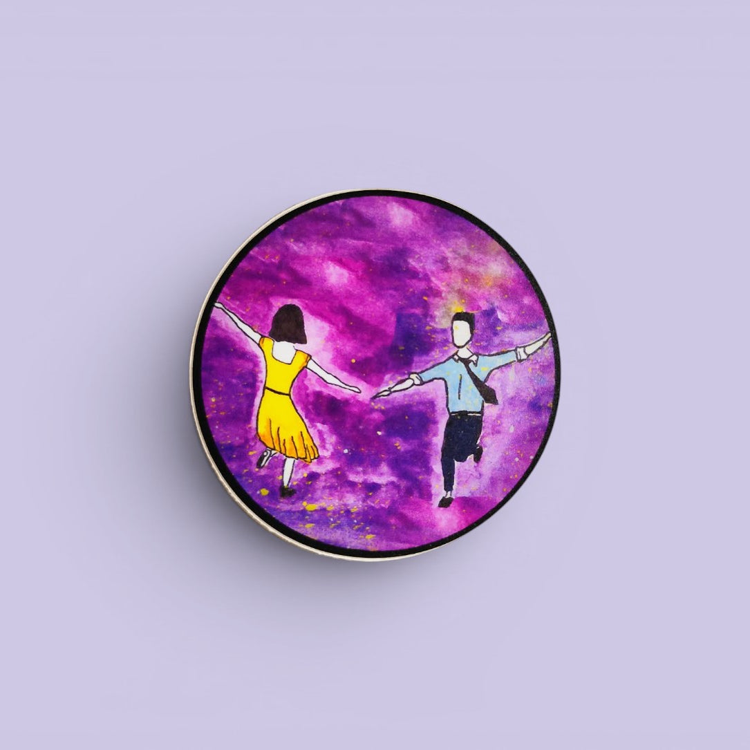 Sunset Dance illustrated vinyl sticker.